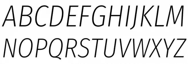 Fira Sans Condensed ExtraLight Italic Font UPPERCASE