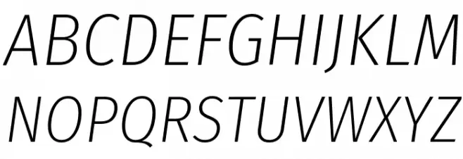 Fira Sans Condensed ExtraLight Italic Fonte MAIÚSCULAS