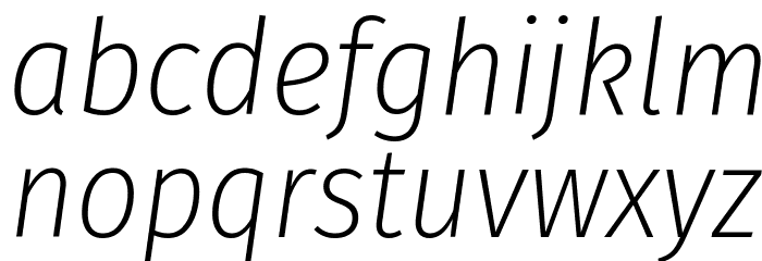 Fira Sans Condensed ExtraLight Italic Font LOWERCASE
