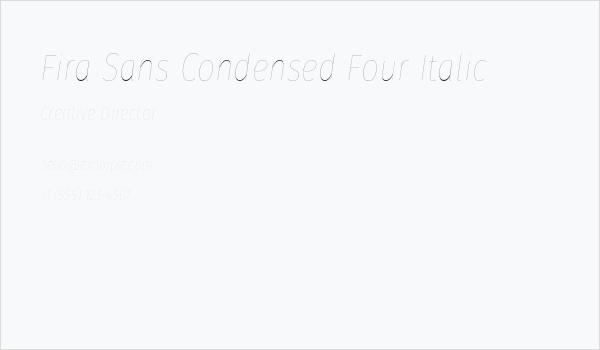 Fira Sans Condensed Four Italic Business Card
