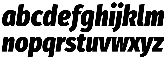Fira Sans Condensed Heavy Italic Font LOWERCASE