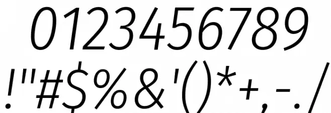 Fira Sans Condensed Light Italic Font OTHER CHARS