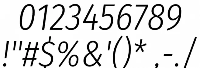 Fira Sans Condensed Light Italic Font OTHER CHARS