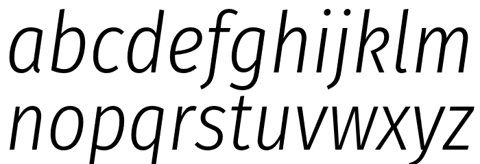 Fira Sans Condensed Light Italic Font LOWERCASE