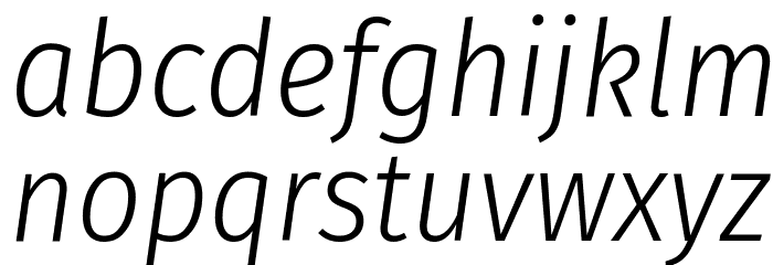 Fira Sans Condensed Light Italic Font LOWERCASE