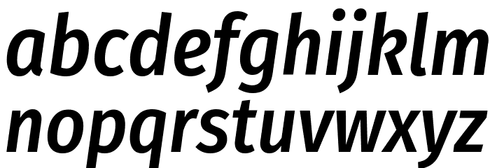 Fira Sans Condensed Medium Italic Font LOWERCASE