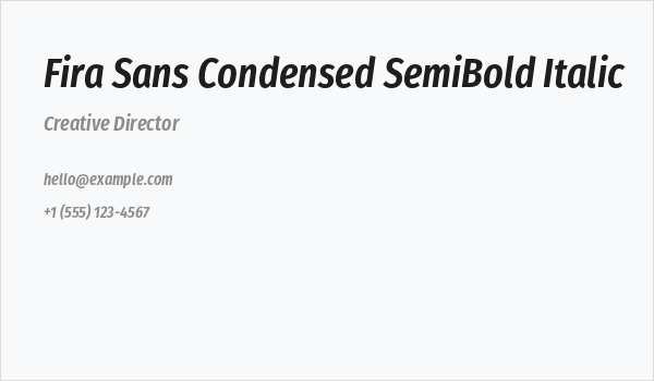Fira Sans Condensed SemiBold Italic Business Card
