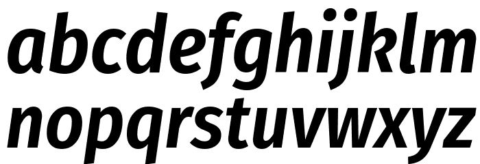 Fira Sans Condensed SemiBold Italic Font LOWERCASE