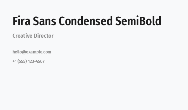 Fira Sans Condensed SemiBold Business Card