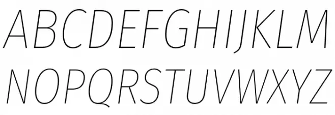 Fira Sans Condensed Thin Italic Шрифта ВЕРХНИЙ