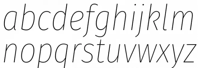 Fira Sans Condensed Thin Italic Caratteri MINUSCOLO