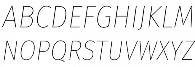 Fira Sans Condensed Thin Italic Schriftart Groß