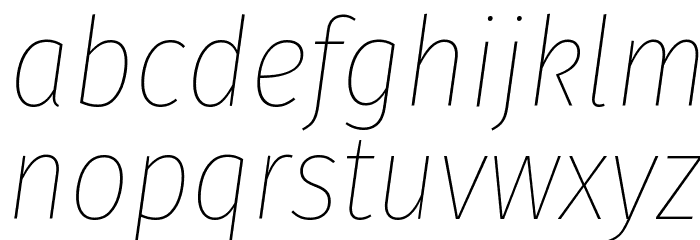 Fira Sans Condensed Thin Italic Font LOWERCASE