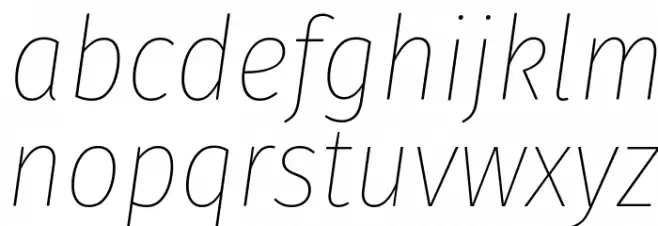 Fira Sans Condensed Thin Italic Caratteri MINUSCOLO