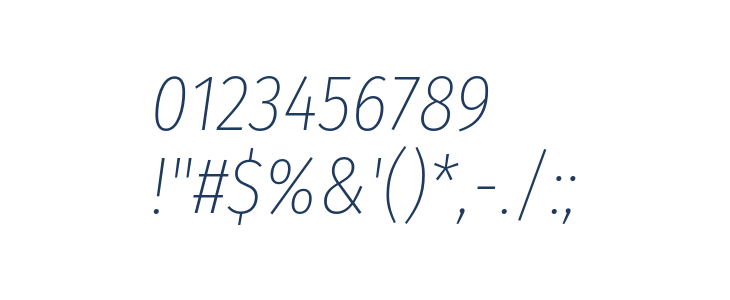 Fira Sans Condensed UltraLight Italic Other Characters