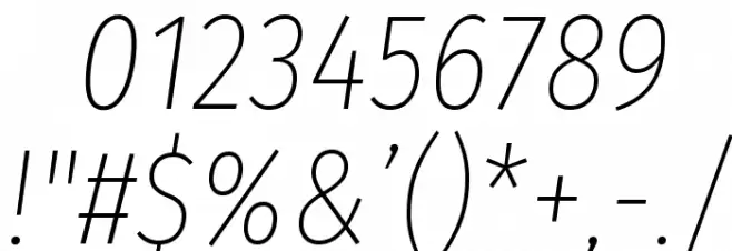 Fira Sans Condensed UltraLight Italic Font OTHER CHARS