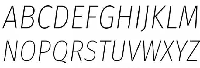 Fira Sans Condensed UltraLight Italic Schriftart Groß