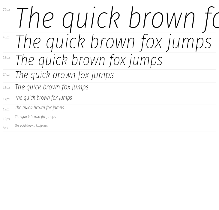 Fira Sans Condensed UltraLight Italic Waterfall