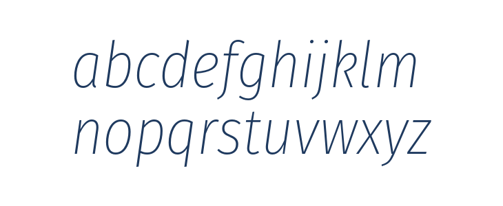 Fira Sans Condensed UltraLight Italic Lowercase