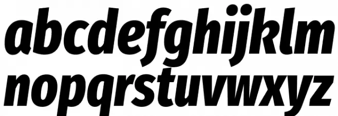 Fira Sans Extra Condensed ExtraBold Italic Schriftart Kleinbuchstaben