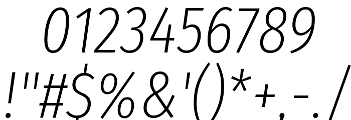 Fira Sans Extra Condensed ExtraLight Italic Font OTHER CHARS