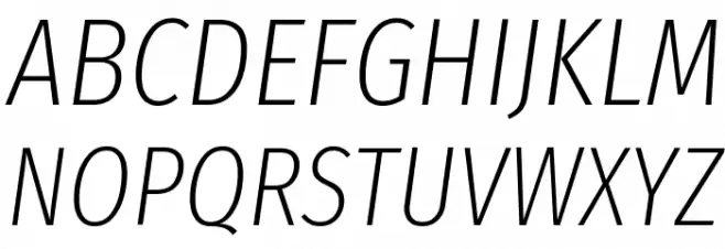 Fira Sans Extra Condensed ExtraLight Italic Caratteri MAIUSCOLE