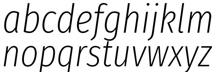 Fira Sans Extra Condensed ExtraLight Italic Font LOWERCASE