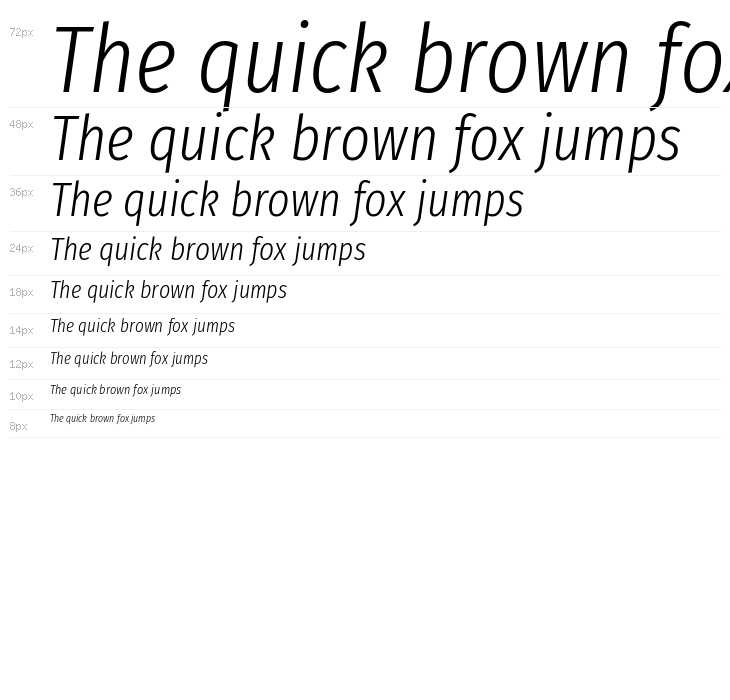 Fira Sans Extra Condensed Light Italic Waterfall