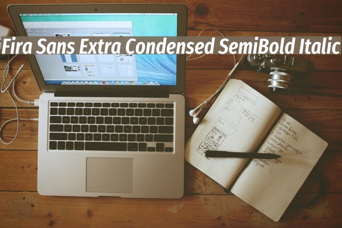 Fira Sans Extra Condensed SemiBold Italic Fonte examples