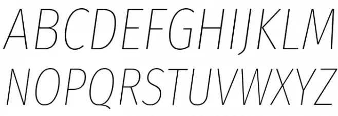 Fira Sans Extra Condensed Thin Italic Schriftart Groß