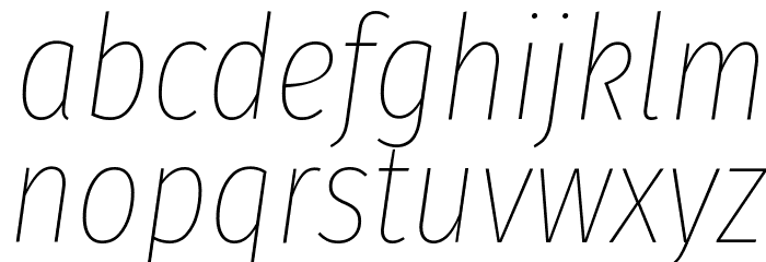 Fira Sans Extra Condensed Thin Italic Font LOWERCASE