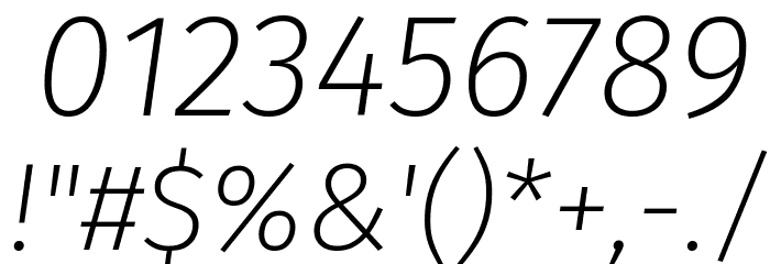 Fira Sans ExtraLight Italic Font OTHER CHARS