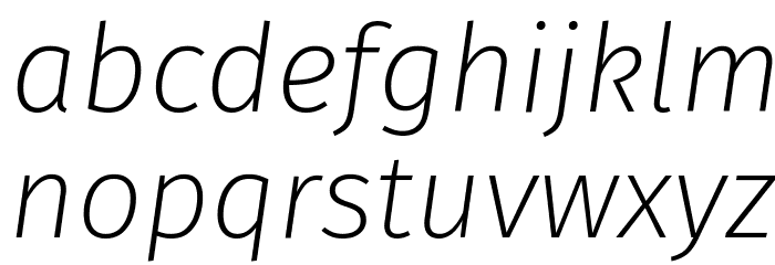 Fira Sans ExtraLight Italic Font LOWERCASE