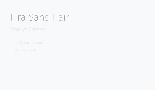 Fira Sans Hair Business Card
