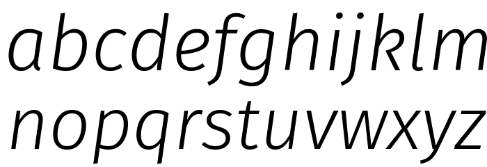 Fira Sans Light Italic Font LOWERCASE
