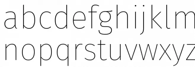 Fira Sans Thin फ़ॉन्ट लोअरकेस