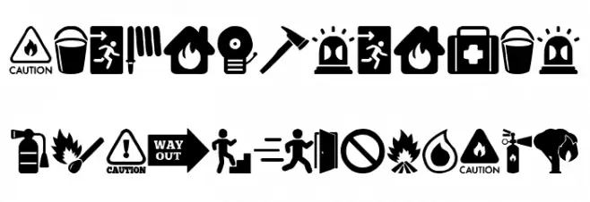 Fire Safety Icons फ़ॉन्ट अपरकेस