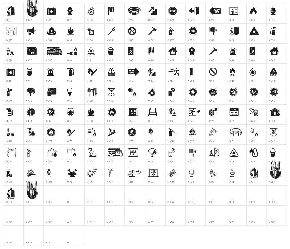 Fire Safety Icons Character Map