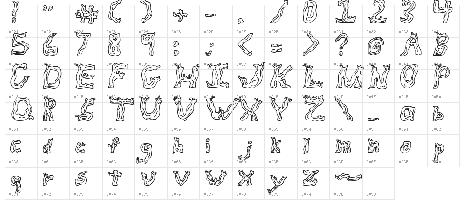 Fire Wood Regular Character Map
