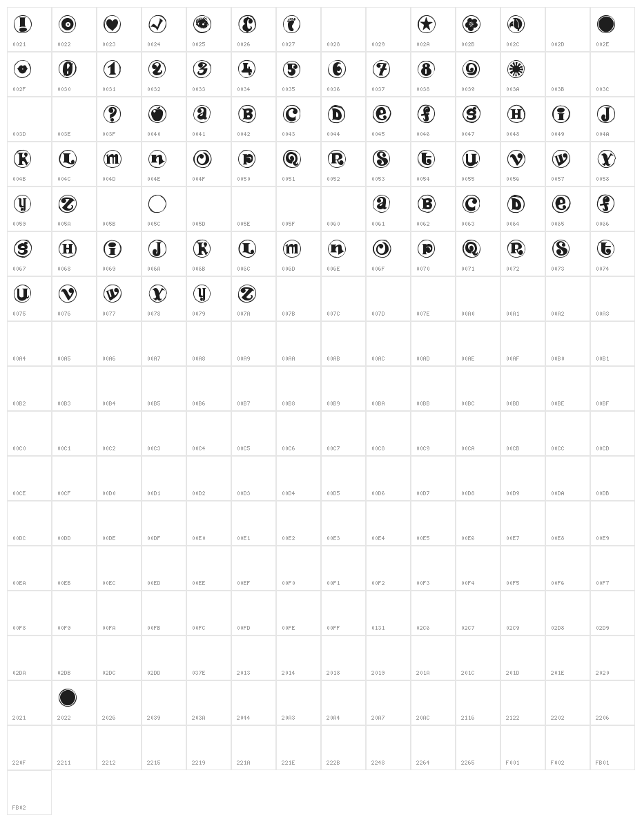 FireWithin Character Map