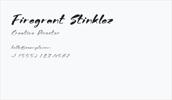 Firegrant Stinklez Business Card