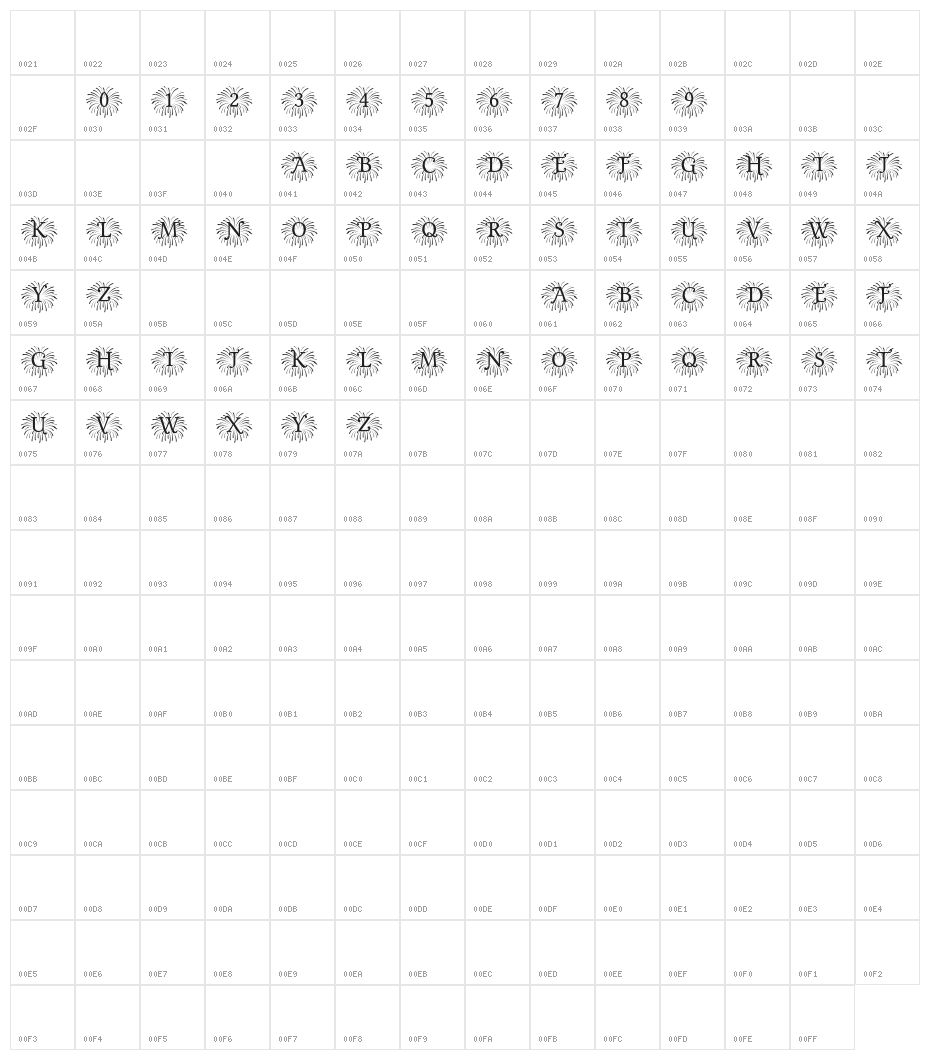 Fireworks_Mono Character Map