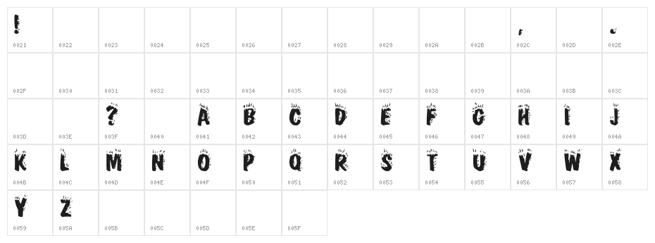 Fireworksfont Character Map