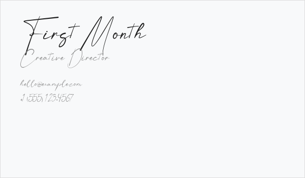 First Month Business Card