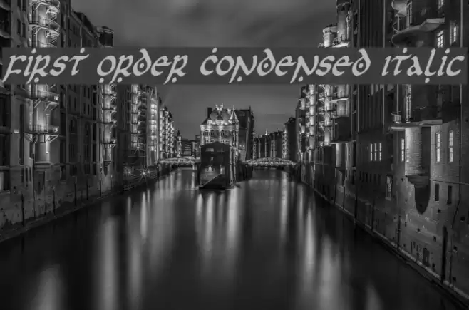 First Order Condensed Italic Font examples