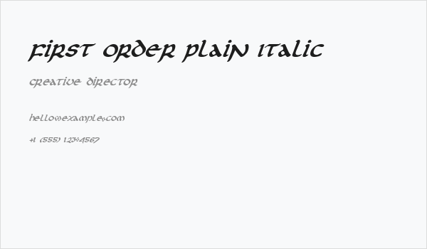 First Order Plain Italic Business Card