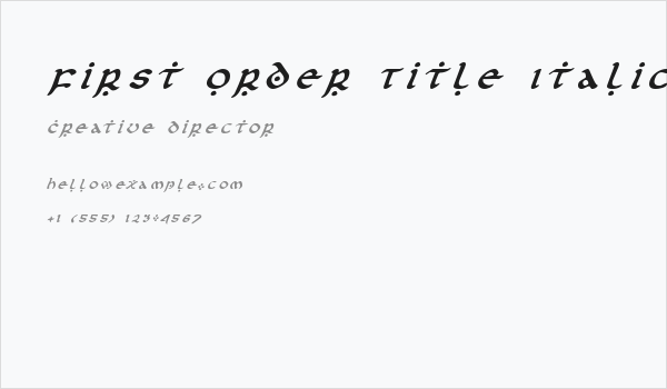 First Order Title Italic Business Card