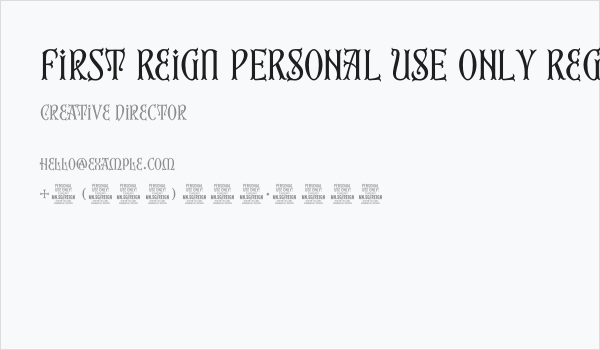 First Reign PERSONAL USE ONLY Regular Business Card