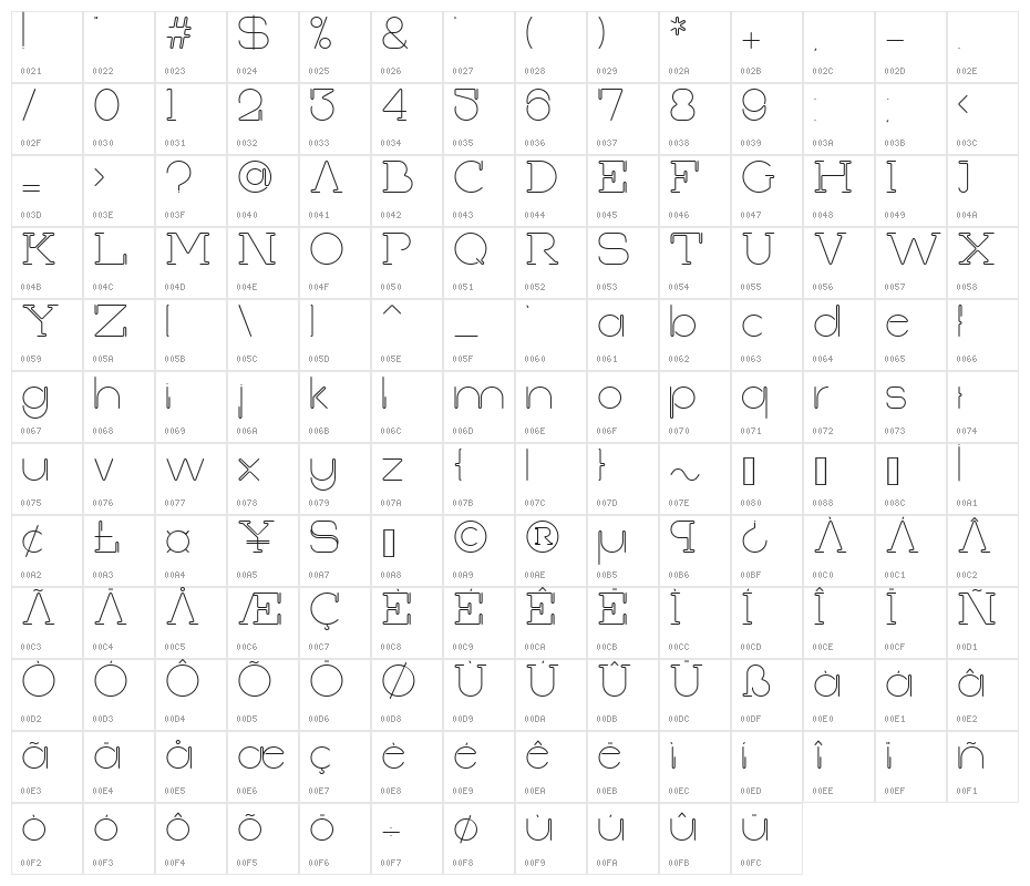 First Shine Character Map