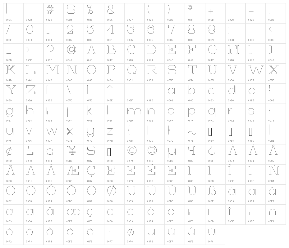 First Shine Character Map